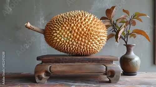 Harvest Freshness A Closeup of the Imposing Sculptural Form of a Fresh Durian Fruit