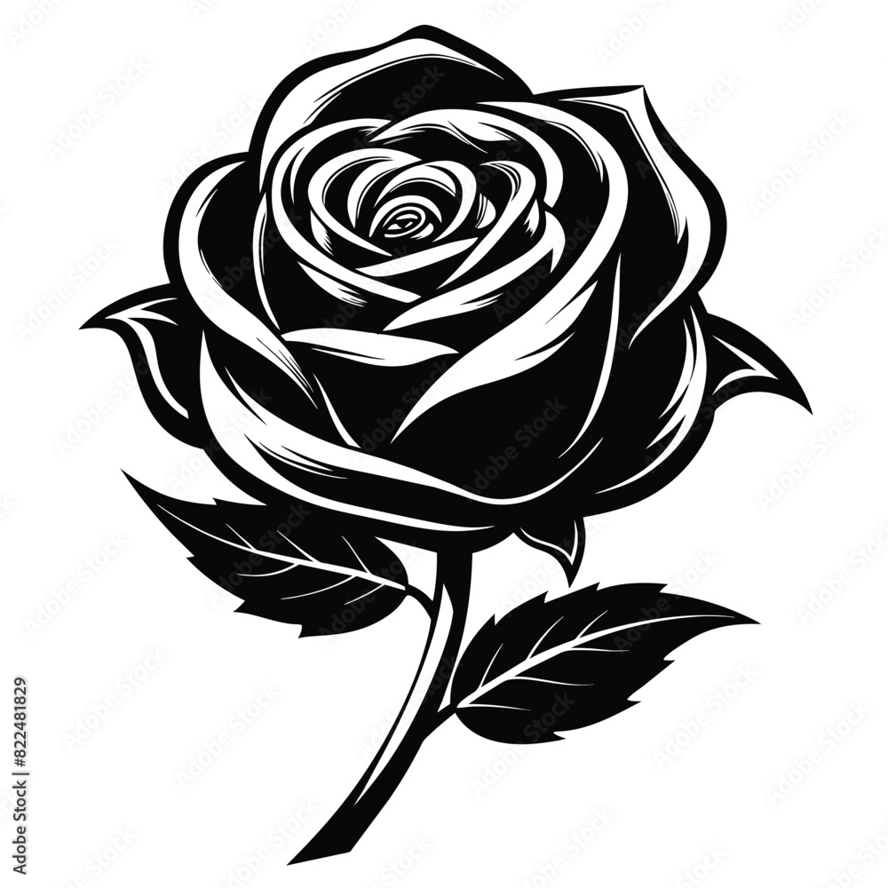 rose silhouettes isolated illustration