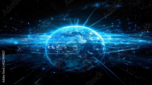 Technology Concept Network Connections Encircling the Earth's Surface