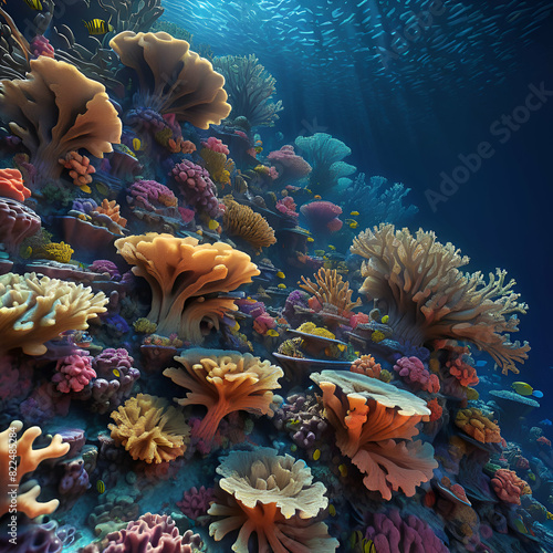 under water coral reef created using generative AI tools