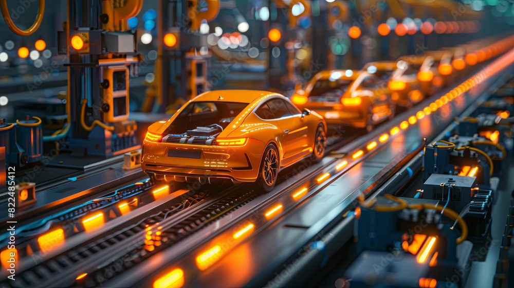 Production of car at the modern factory Production of car at the modern factory