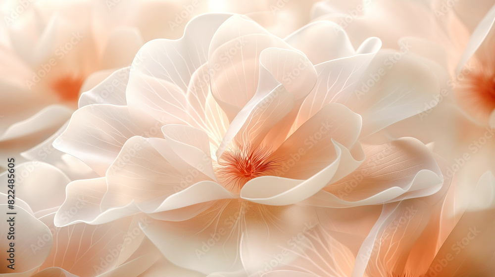 Obraz premium Close up of soft white coral flowers in full bloom, creating a delicate and ethereal floral composition.