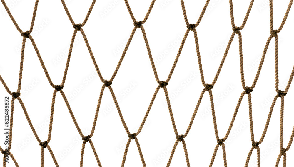 Naklejka premium Football or tennis net. Rope mesh on a white background close-up