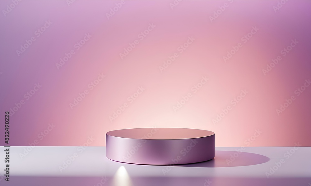 Cylindrical Podium with Polished Finish and Serene Backdrop Cylindrical Podium with Polished Finish and Serene Backdrop