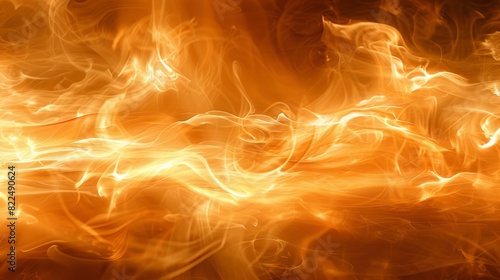  A tight shot of an ornate fire, predominantly orange and yellow flames at its core, against a leftward expanses of black backdrop