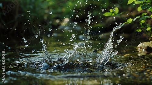 Water splashes playfully in a stream.