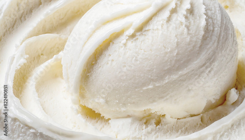 Texture of white vanilla ice cream, close-up 