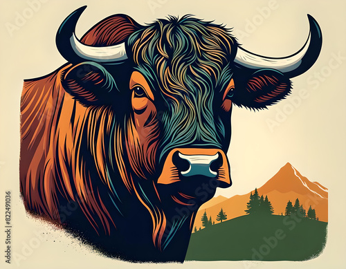 The Majestic wild bull. Farm animal. Wild Bull #02
