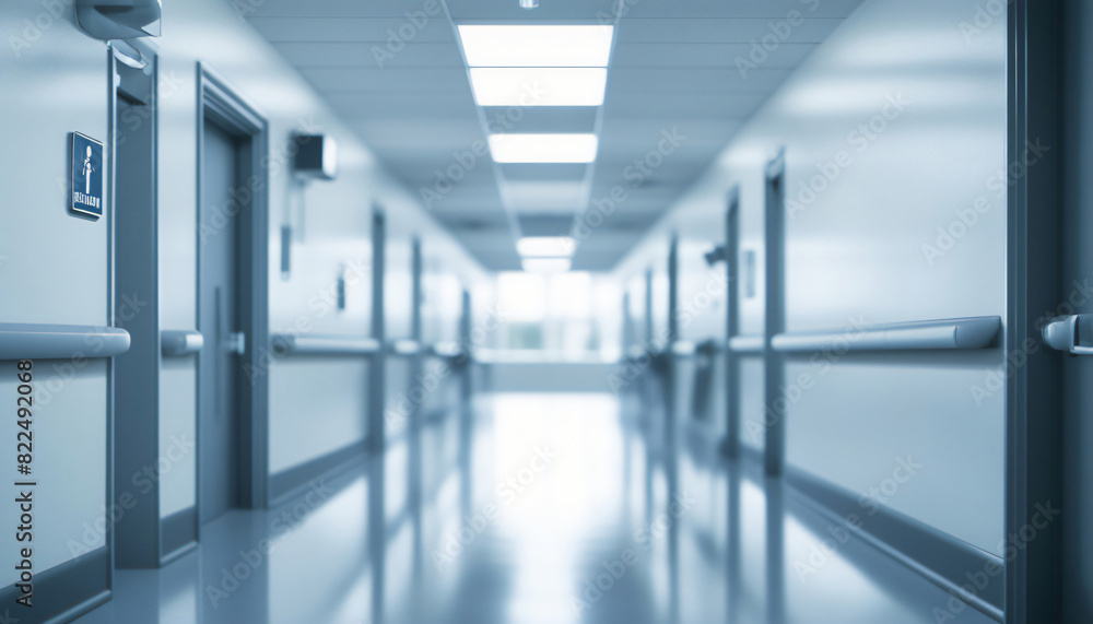 Fototapeta premium Blurred image of the interior of a hospital corridor.