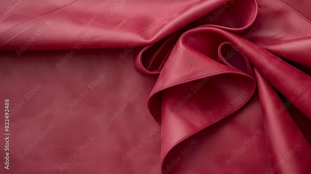 A tight shot of red leather fabric's seamless surface, boasting a superbly smooth finish The supple texture beneath is incredibly soft, showcasing a subtle pattern atop A tight shot of red leather fabric's seamless surface, boasting a superbly smooth finish The supple texture beneath is incredibly soft, showcasing a subtle pattern atop