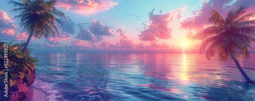 A beautiful sunset over the ocean © Kasitthanin