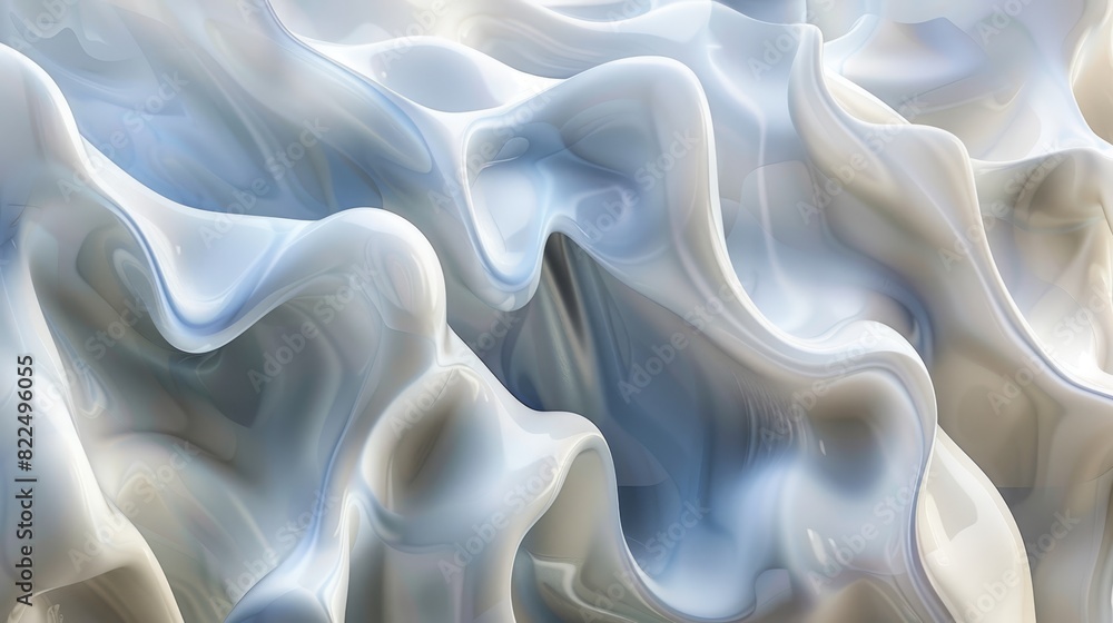 A tight shot of a blue-white background featuring a wavy pattern at its base, with the bottom corner concealing its lower end A tight shot of a blue-white background featuring a wavy pattern at its base, with the bottom corner concealing its lower end