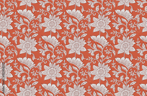 HAND DRAWN SUNFLOWER WITH LEAVES SEAMLESS INDIAN PATTERN DIGITAL CONTEMPORARY PRINT