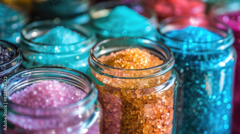 Sparkling Symphony: Jars Filled With Multicolored Glitter Sparkling Symphony: Jars Filled With Multicolored Glitter