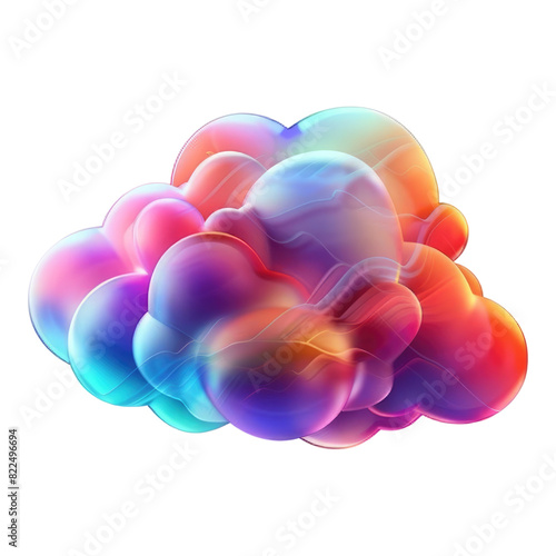 Colorful cloud for cloud storage and technology isolated on transparent background. © Muhammad