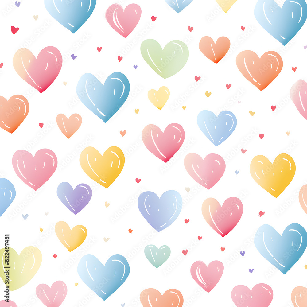 Abstract seamless colorful hearts pattern background 