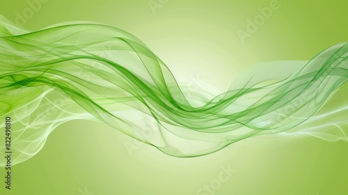  A green-and-white abstract backdrop features a wavy smoke formation, resembling a wave, on the left side The design is set against a lighter green background