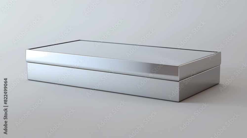 Modern sleek silver box with a glossy gray lid, minimalist style. Modern sleek silver box with a glossy gray lid, minimalist style.