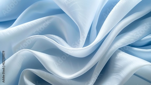  A detailed shot of a blue-and-white fabric, featuring considerable wrinkles in its background, concentrated at the image's center photo