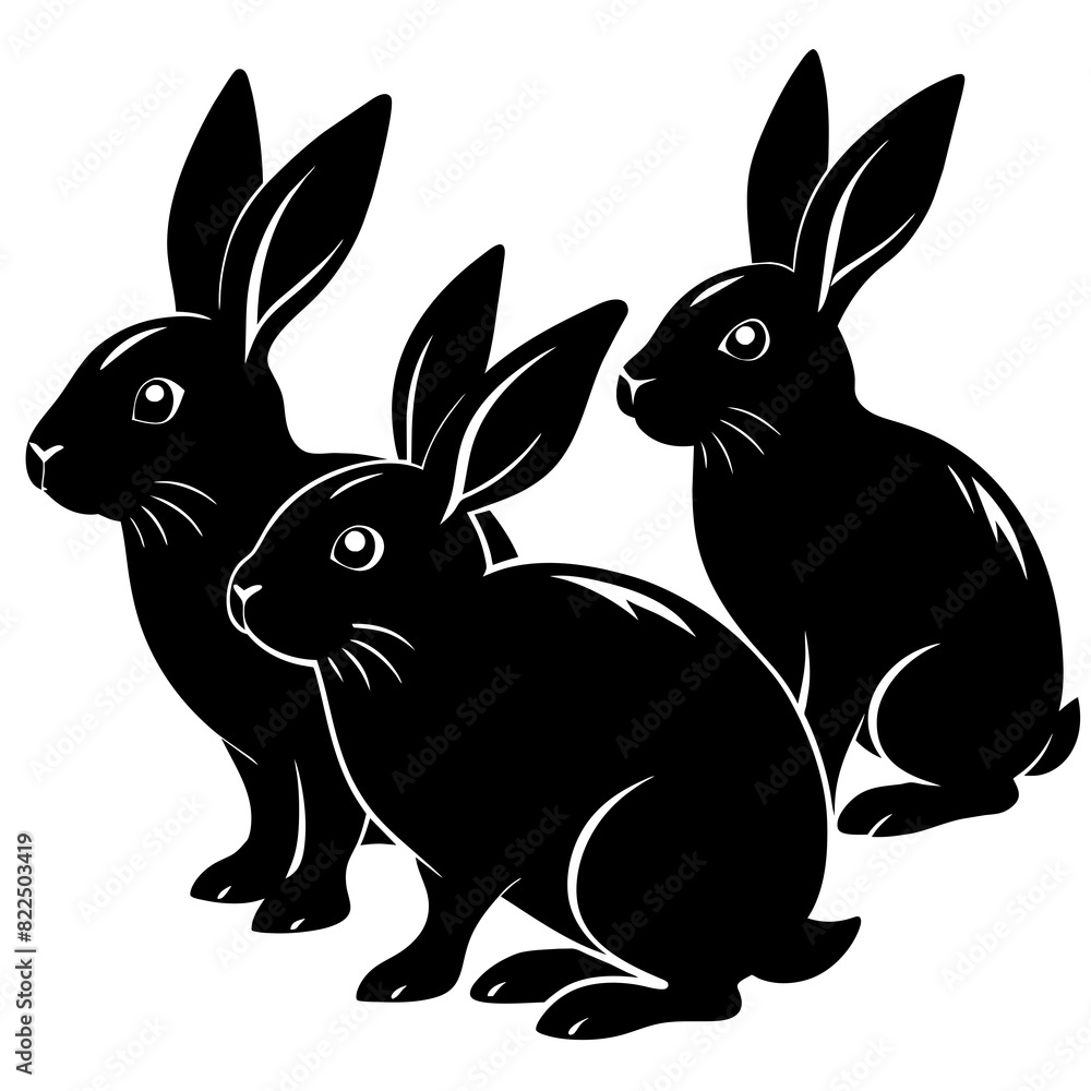 bunnies--silhouette-black-color