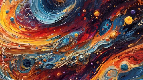 An abstract representation of the universe, with vibrant colors blending together in cosmic swirls and patterns, reminiscent of Vincent van Gogh's 