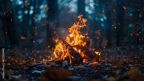 burning wood and paper. firewood is burning. tongues of flame. orange flame. bonfire. wood-fired cooking. firewood is burning for cooking barbecue