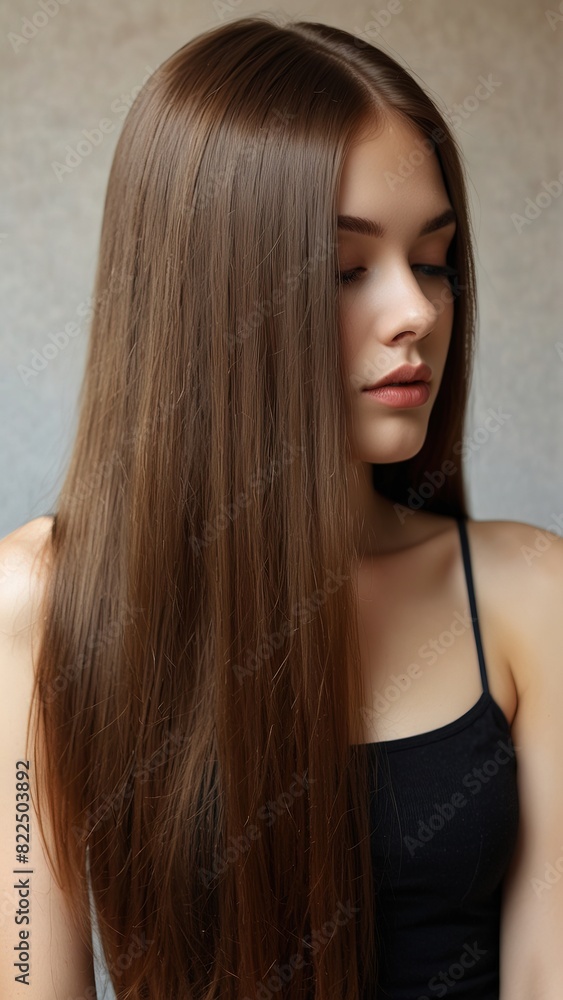 Obraz premium Potrait beautiful model western woman with shiny and straight long hair