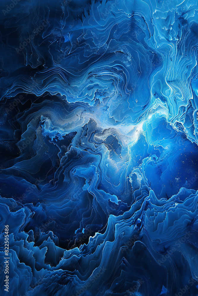 An abstract painting with deep blue tones and intricate swirling patterns, reminiscent of a turbulent sea or distant cosmos. This artwork is a captivating example of modern art, drawing attention An abstract painting with deep blue tones and intricate swirling patterns, reminiscent of a turbulent sea or distant cosmos. This artwork is a captivating example of modern art, drawing attention