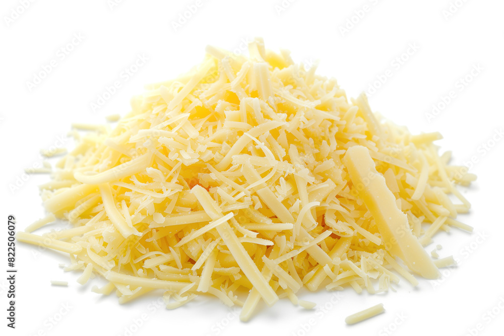 A pile of cheese and a piece of butter A pile of cheese and a piece of butter