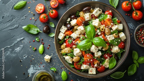 mediterranean pasta salad, delightful feta pasta salad with olives and cherry tomatoes, a perfect summer picnic or family gathering side dish, heres the recipe photo
