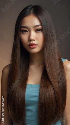 Potrait beautiful model asian woman with shiny and straight long hair © Alief Shop