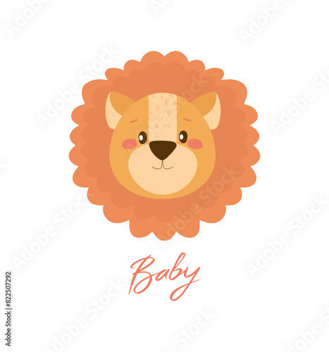lion poster.Great for baby fabric, textiles, wallpaper, postcards. Vector illustration for posters, T-shirt print.
