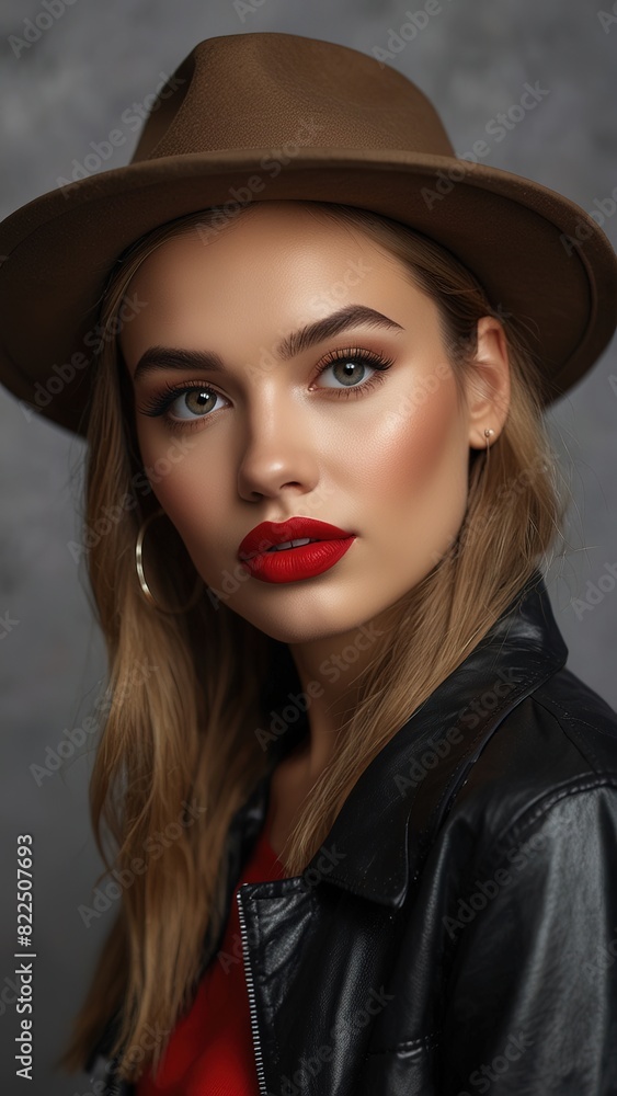 Potrait beautiful western with girlfriend look makeup, wearing cloathing jacket and hat Potrait beautiful western with girlfriend look makeup, wearing cloathing jacket and hat