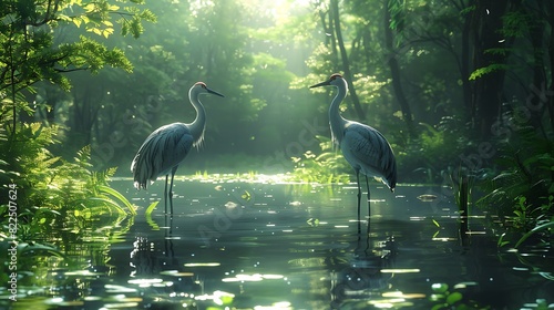 great heron in the water