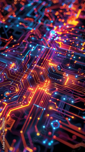 Abstract glowing circuit board background © HomeHug Ai Gallery