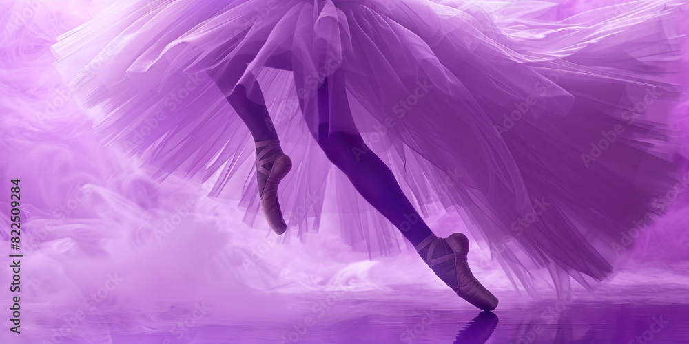 Purple A Ballerina dances effortlessly in smoke and fog on stage. Purple A Ballerina dances effortlessly in smoke and fog on stage.