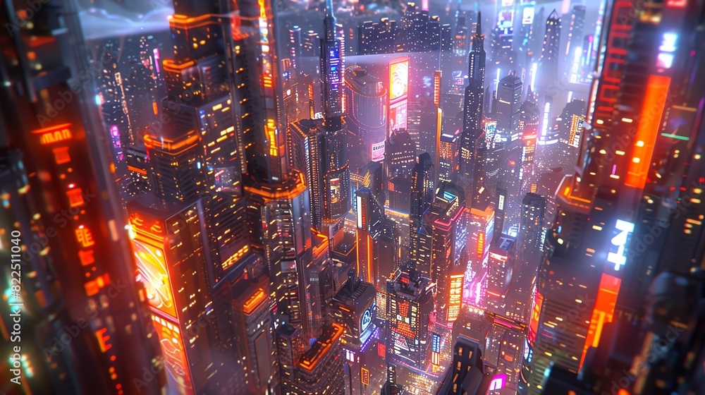 A futuristic cityscape with neon lights and rain reflecting on the wet streets. A futuristic cityscape with neon lights and rain reflecting on the wet streets.