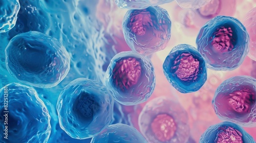 human cells in a blue background photo