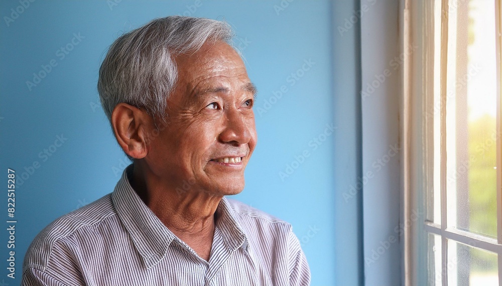 An Indian 70 years old men with a thinking expression on his face in front of the plain blue background An Indian 70 years old men with a thinking expression on his face in front of the plain blue background