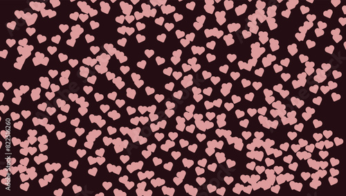 Vector background with a solid color background and randomly distributed pink hearts on it. Fabric, symbol, heart, wrapper