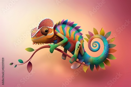 Chameleon Vector Illustration Suitable For Greeting Card  Poster Or T-shirt Printing.. Beautiful simple AI generated image in 4K  unique.