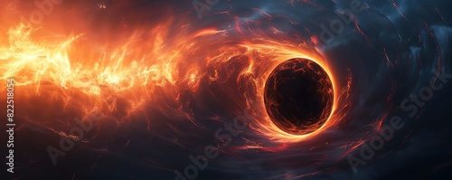 Black hole with light bending around it photo