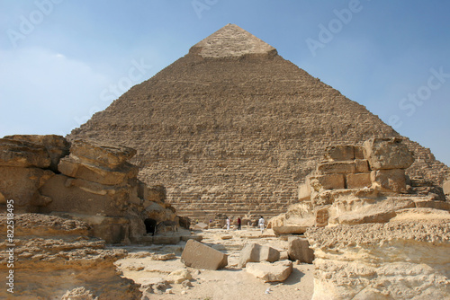 The Great Pyramids in Giza pyramid complex, Egypt. One of Seven Wonders of the World.