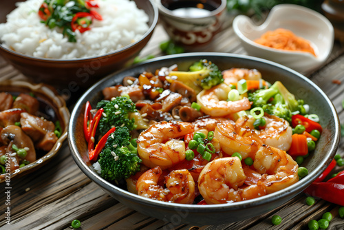 Savor the Sumptuous Spread of Traditional Zhejiang Cuisine: Stir-fried Shrimps and Stewed Pork Belly