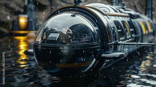 A specialized submarine equipped with advanced technology to withstand the extreme conditions of the subatomic realm.