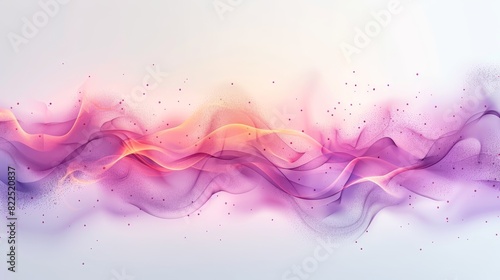  A pink and purple abstract backdrop features a waving column of smoke, positioned to the left, with its crest at the image's right center