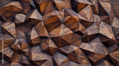 3d Wooden pattern Panel  With Wooden Background For Wall  3d illustration. Abstract low poly background. Polygonal shapes background  geometric shape with wood texture
