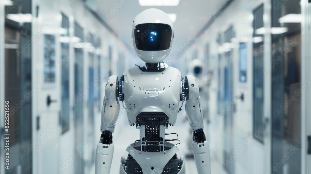 Industrial robot works automatically in smart autonomous factory. Industrial robot works automatically in smart autonomous factory.
