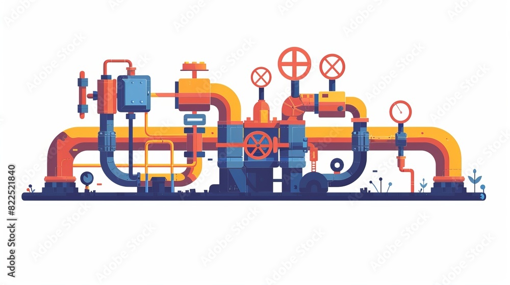 Pipeline for various purposes: underground part of the system, town engineering communications network. Isolated vector illustration. Pipeline for various purposes: underground part of the system, town engineering communications network. Isolated vector illustration.