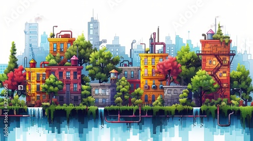 Pipeline for various purposes: city engineering network, underground part of the system. Isolated vector illustration.